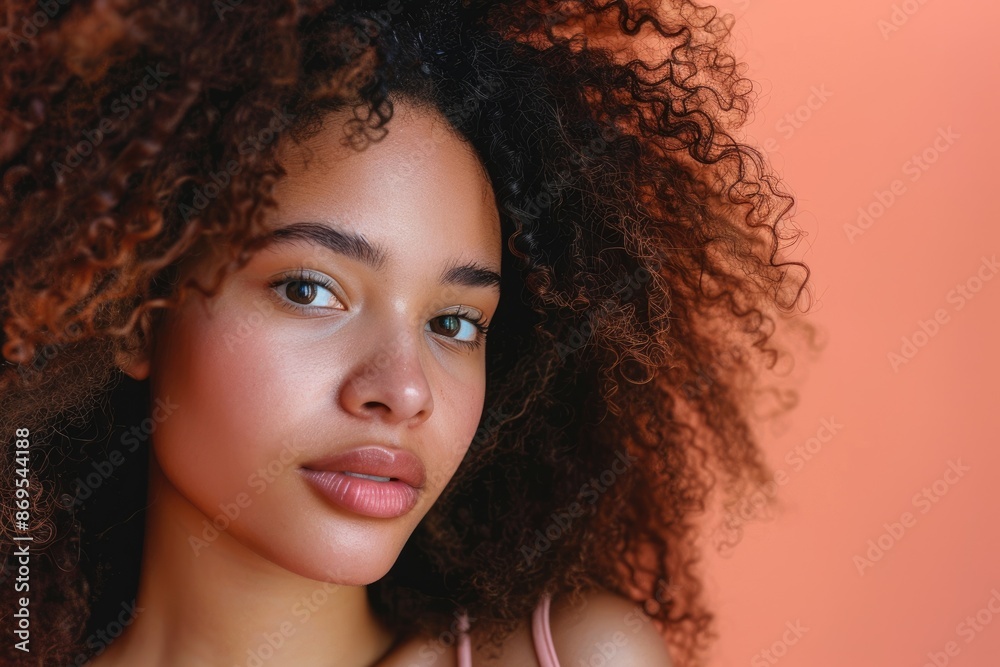 Black Shampoo. Hair Care Beauty Portrait of an Afro American Woman with Curly Hair Black Shampoo. Hair Care Beauty Portrait of an Afro American Woman with Curly Hair
