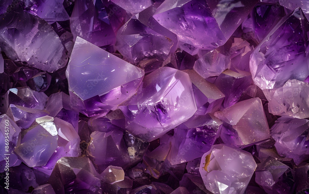 Pile of amethyst crystals background Pile of amethyst crystals background