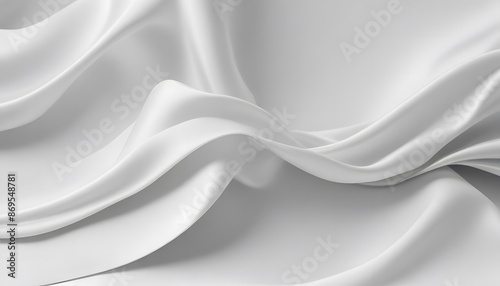 The gray satin texture is a white silver fabric silk panorama background with beautiful soft blur pattern natural. White abstract background with waves. abstract White wave business background, b