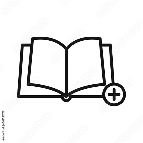 Add Book Icon Black line art vector