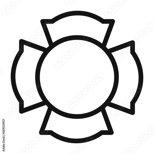 Blank Fire Department badge icon Black line art vector
