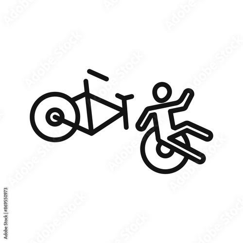 becycle accident icon Black line art vector