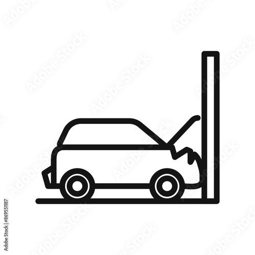 car accident icon Black line art vector