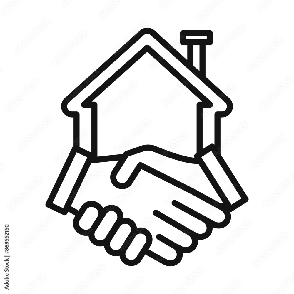 hands home deal icon Black line art vector hands home deal icon Black line art vector