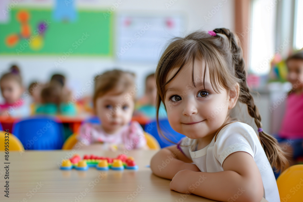 Fototapeta premium Photography of children portrait from Bulgaria in a preschool or kindergarten class.