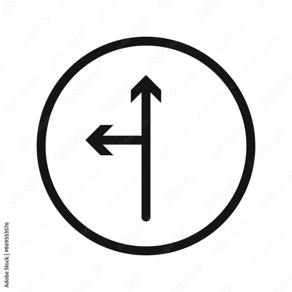 Left side road icon Black line art vector Left side road icon Black line art vector