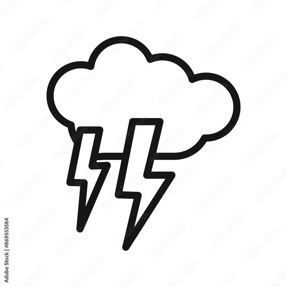 Lightning icon Black line art vector Lightning icon Black line art vector