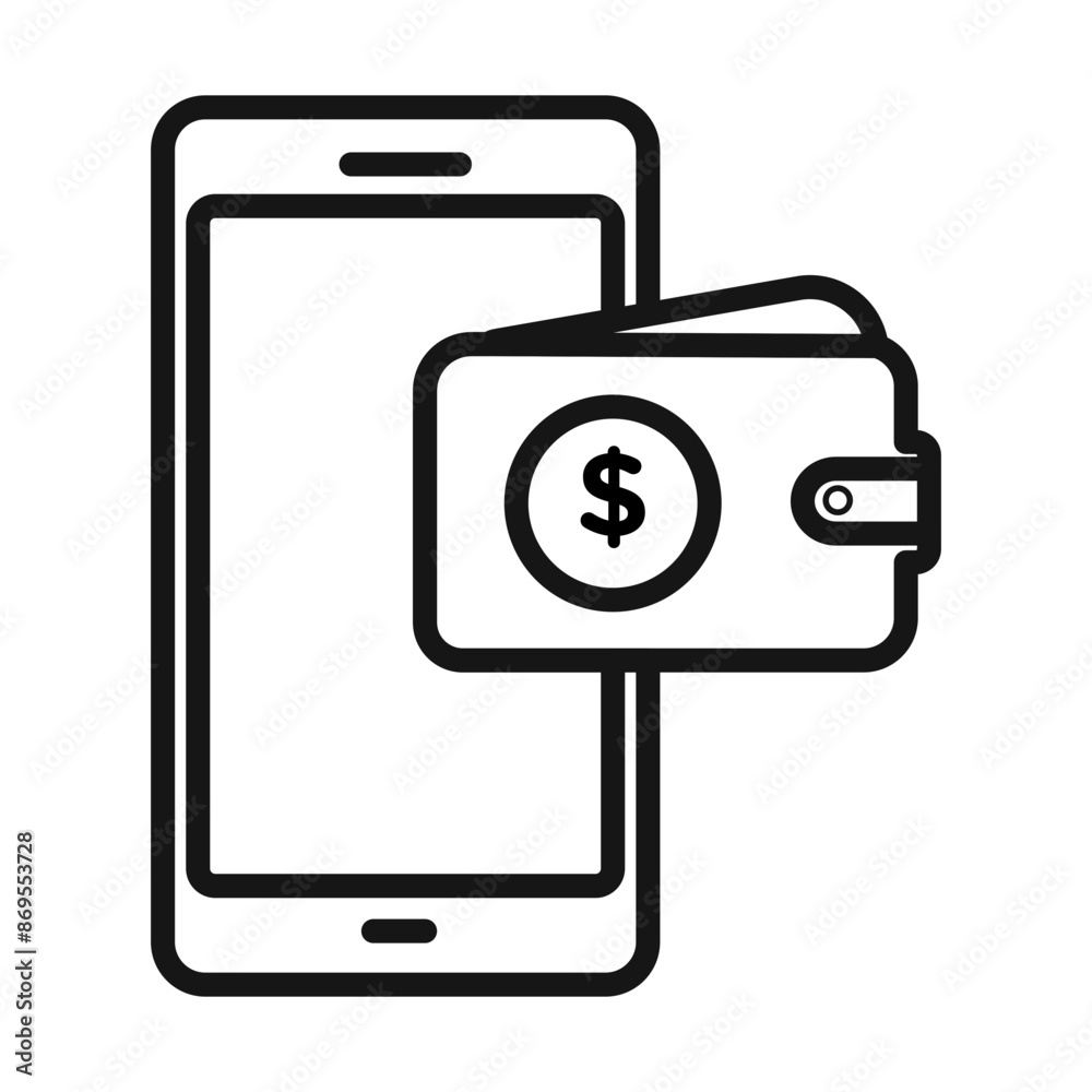 mobile payment icon Black line art vector mobile payment icon Black line art vector