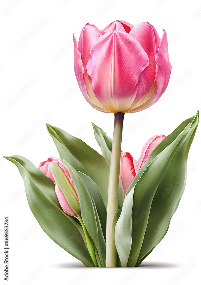 Red Tulip flower. Vector illustration. Isolated   transparent background