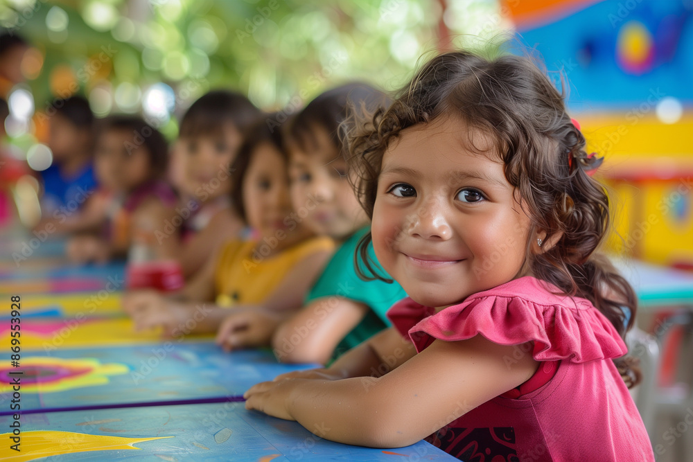 Photography of children portrait from Mexico in a preschool or kindergarten class. Photography of children portrait from Mexico in a preschool or kindergarten class.