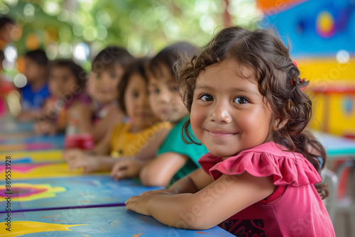 Photography of children portrait from Mexico in a preschool or kindergarten class.