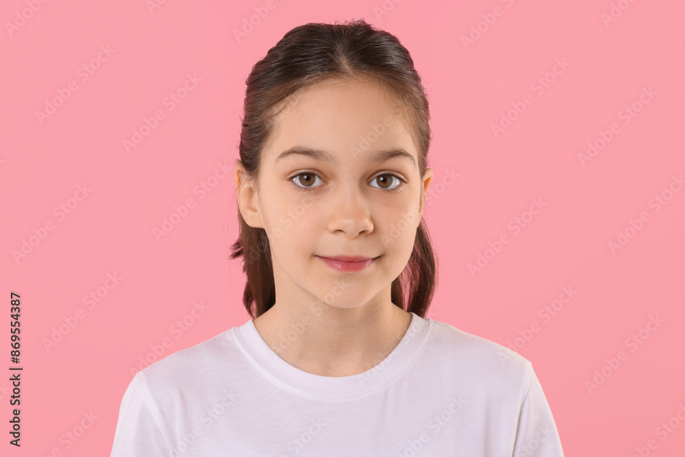 Portrait of beautiful girl on pink background Portrait of beautiful girl on pink background