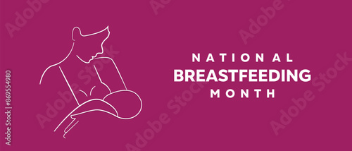National Breastfeeding Month. Great for cards, banners, posters, social media and more. Pink background