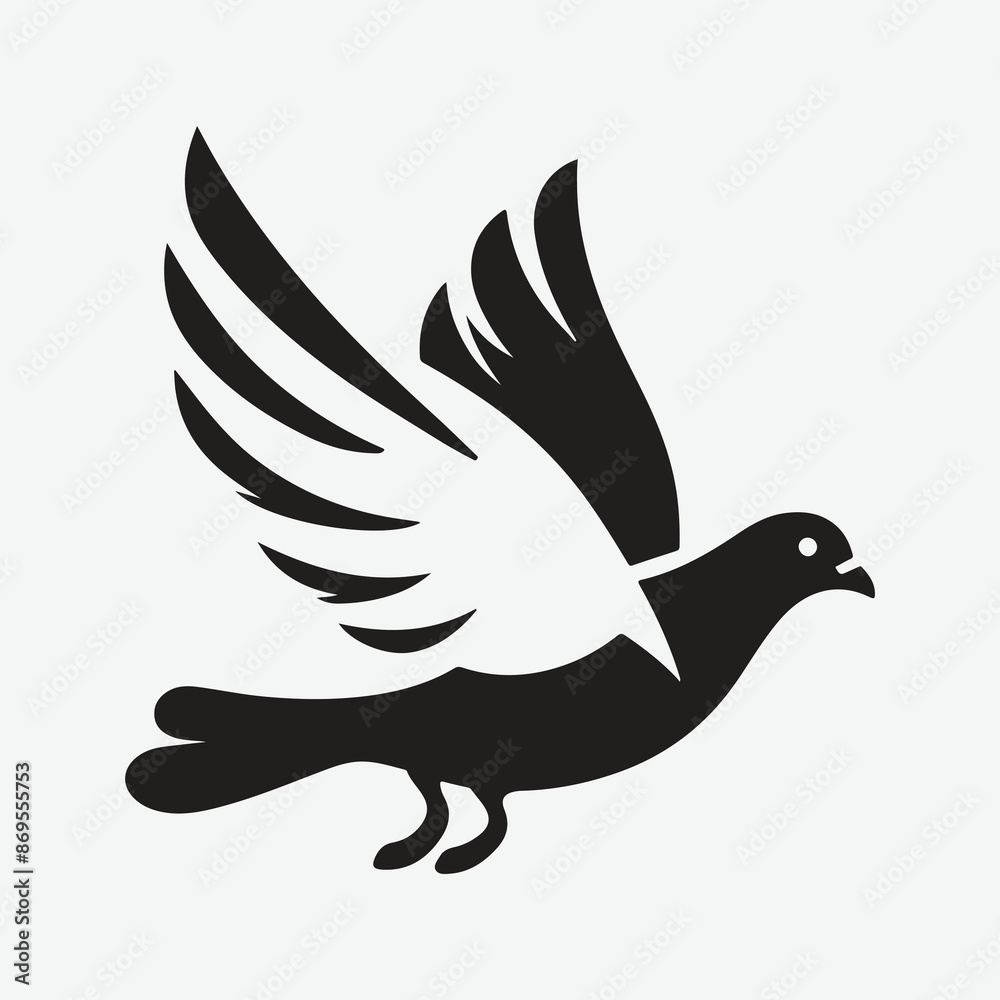Fototapeta premium Graceful Pigeon in Flight, Majestic Running Silhouette