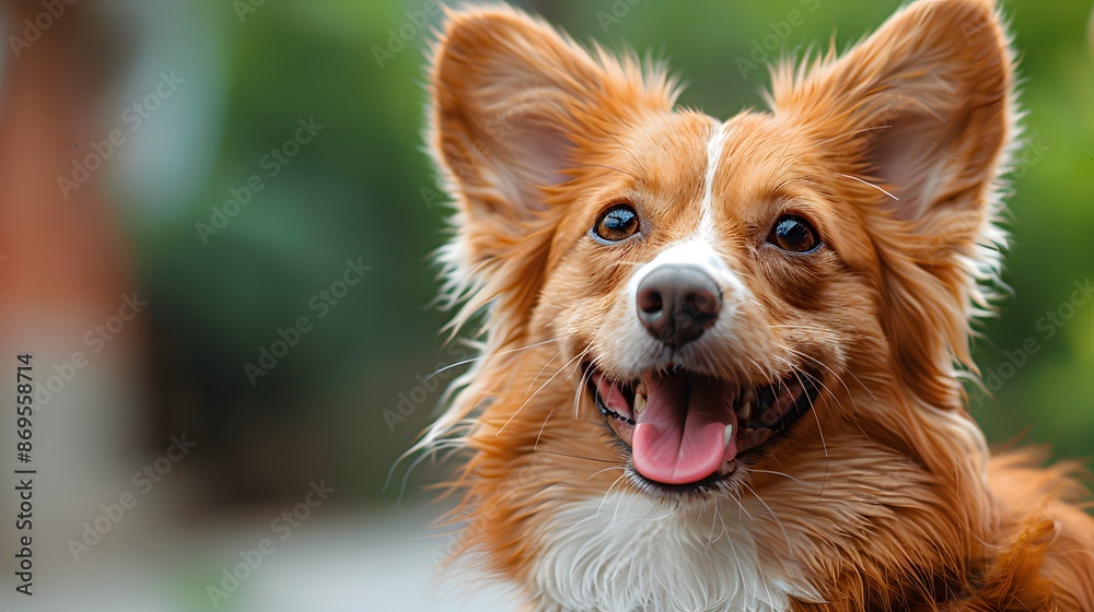 Joyful pup enjoying the breeze and view from the car window during a family road trip Joyful pup enjoying the breeze and view from the car window during a family road trip