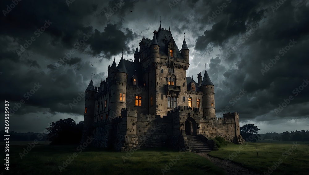 The eerie atmosphere of a haunted castle on a stormy night ai_generated The eerie atmosphere of a haunted castle on a stormy night ai_generated
