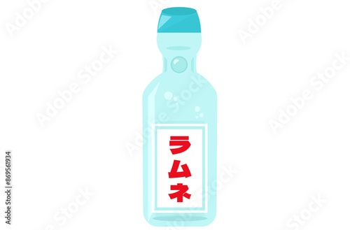 ラムネ瓶、ラムネソーダ。お祭り、昔ながらのラムネ。ベクターイラスト