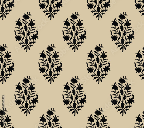 Indian Block Print Screen print batik booti design allover seamless repeat pattern for Gold white paste 