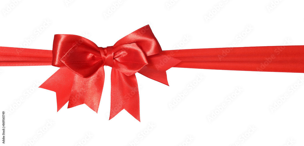 Beautiful red ribbon with bow isolated on white Beautiful red ribbon with bow isolated on white