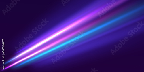 3d render, abstract neon vector background, space tunnel turning to left, ultra violet rays. Future technology speed line light effect, cyberpunk style background material with a sense of technology.