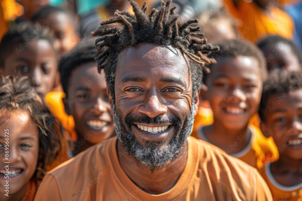 Smiling Multiethnic Male Coach and Group of Happy Boys Celebrating Victory on Sports Field
Smiling Multiethnic Male Coach and Group of Happy Boys Celebrating Victory on Sports Field