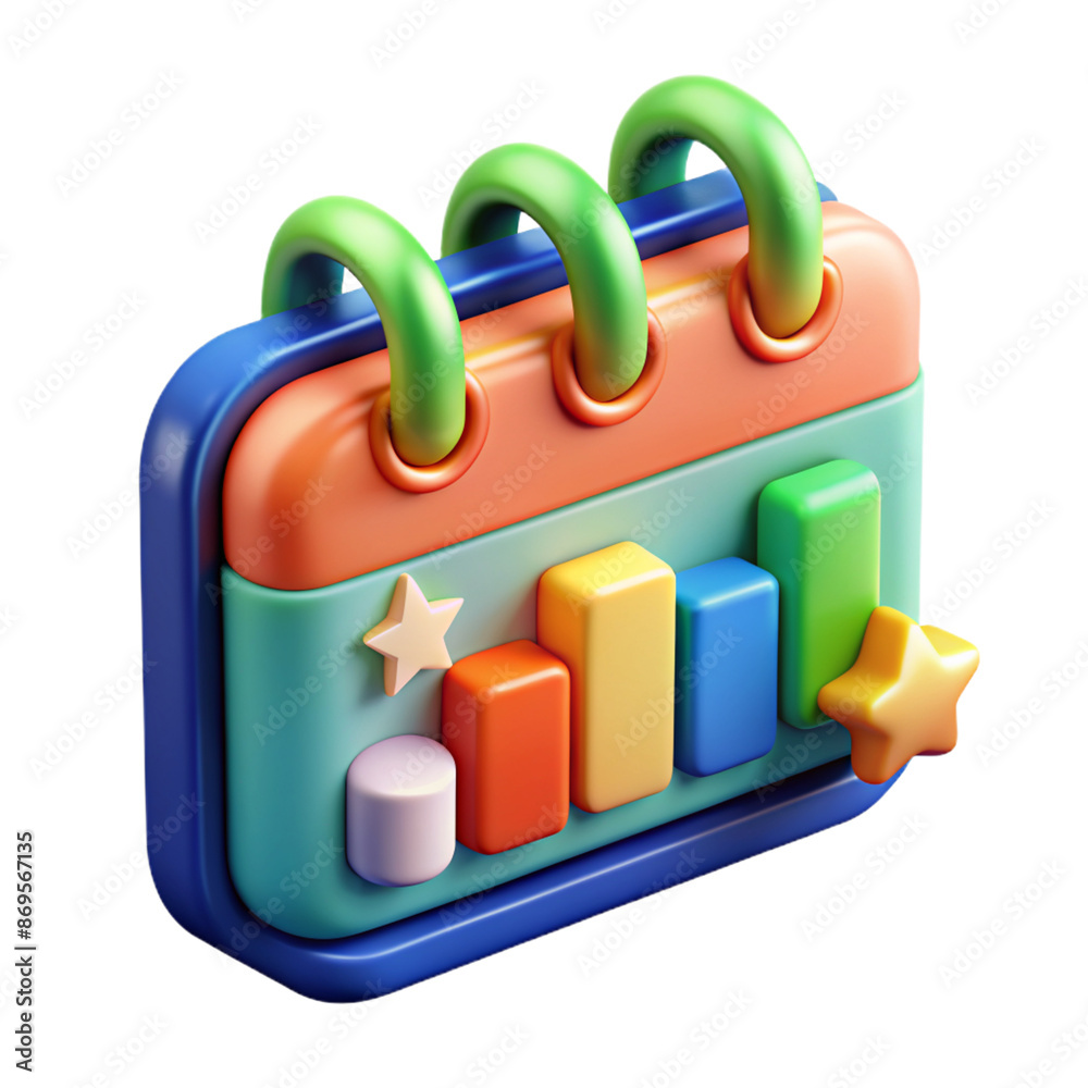 Calendar icon, 3D style, isolated on blank background cutout.