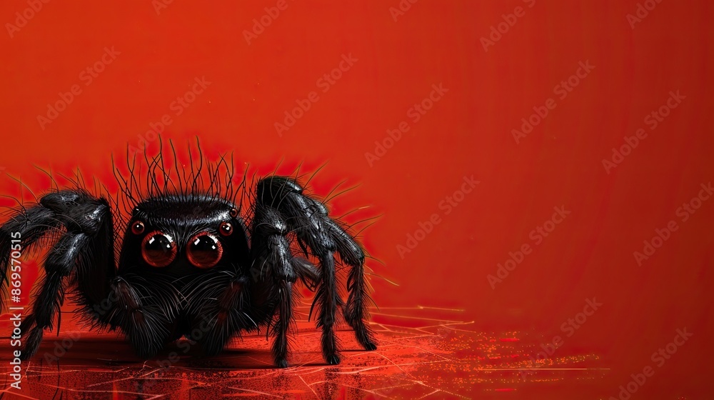 Sweet Cartoon Spider on a Red Background for Halloween Sweet Cartoon Spider on a Red Background for Halloween
