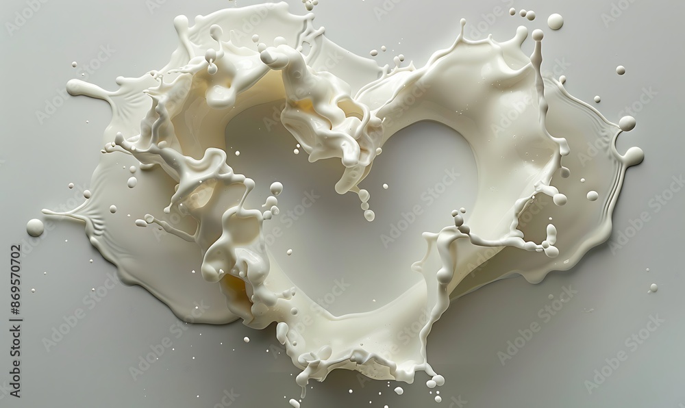 Obraz premium Dynamic Milk Splashes Forming a Heart Shape, Cut Out on White