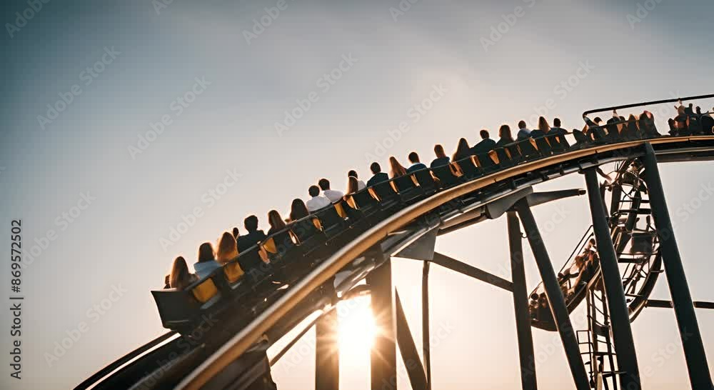 People enjoying on a roller coaster. People enjoying on a roller coaster.
