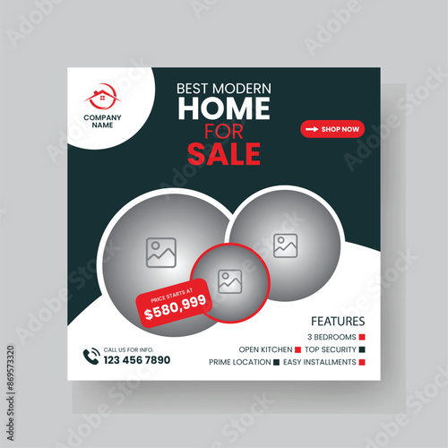 Modern Real state Home rent social media post Sale or carousel design template