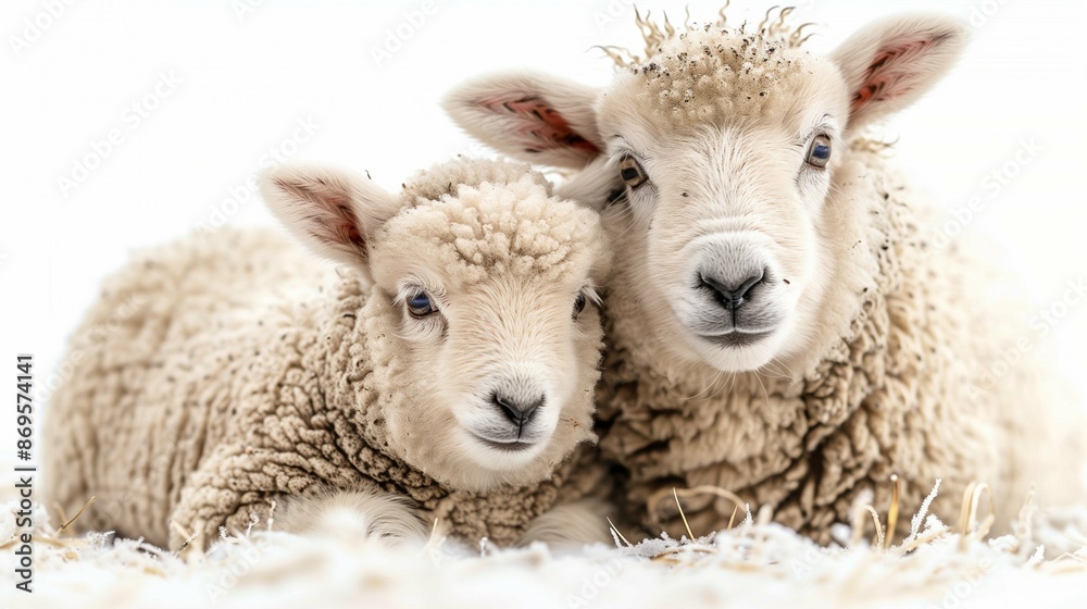 sheep and lamb isolated on white sheep and lamb isolated on white