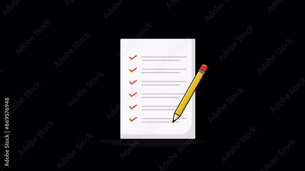 Animated Document with Pencil. Business Object Concept Video - Transparent Animated Document with Pencil. Business Object Concept Video - Transparent