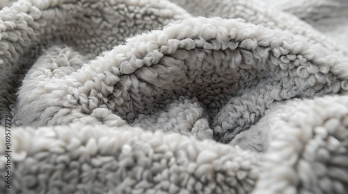 Close-up of Grey Fleece Fabric