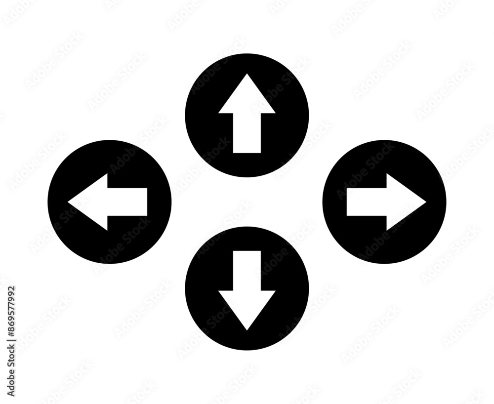 Up, down, left, right arrow icon set