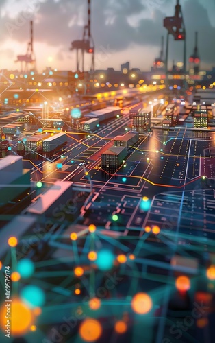 Wallpaper Mural Abstract digital network connecting city skyline at night. Torontodigital.ca