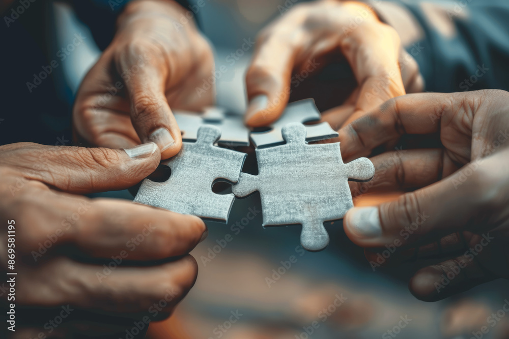 Business Teamwork and Partnership Puzzle Pieces Collaboration in Office Business Teamwork and Partnership Puzzle Pieces Collaboration in Office