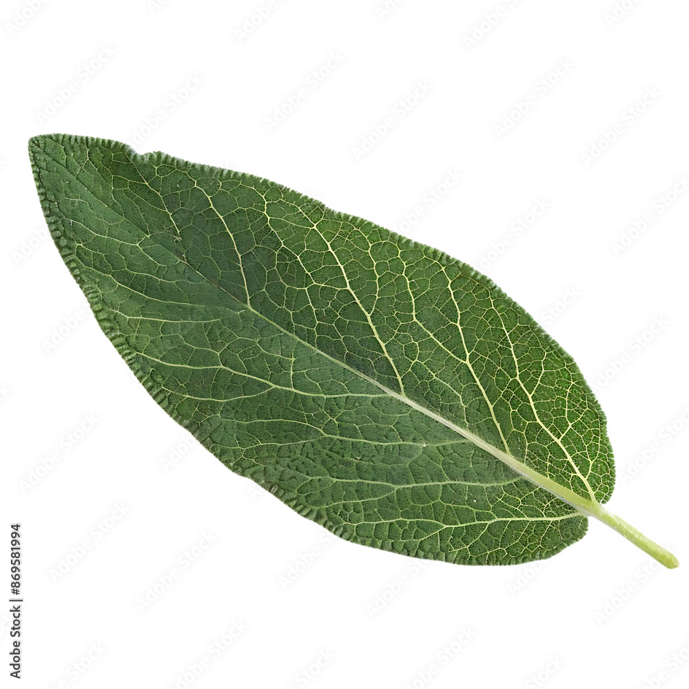 Green Sage Leaf Macro Photography - Close Up Shot of a Single Leaf with Visible Veins and Texture Green Sage Leaf Macro Photography - Close Up Shot of a Single Leaf with Visible Veins and Texture