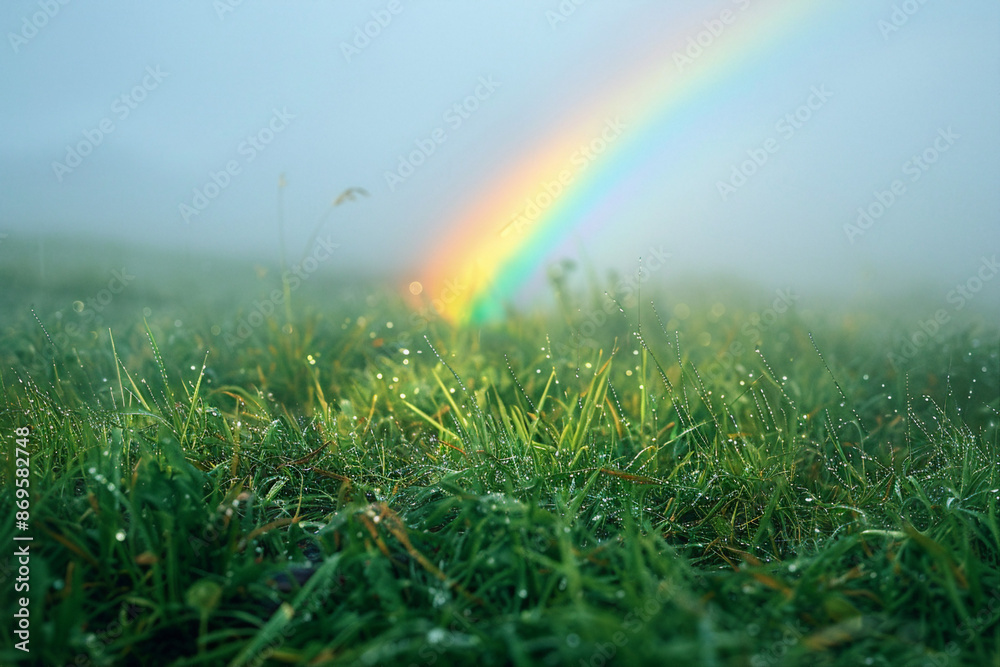 Beautiful spring landscape green meadow created with generative AI Beautiful spring landscape green meadow created with generative AI