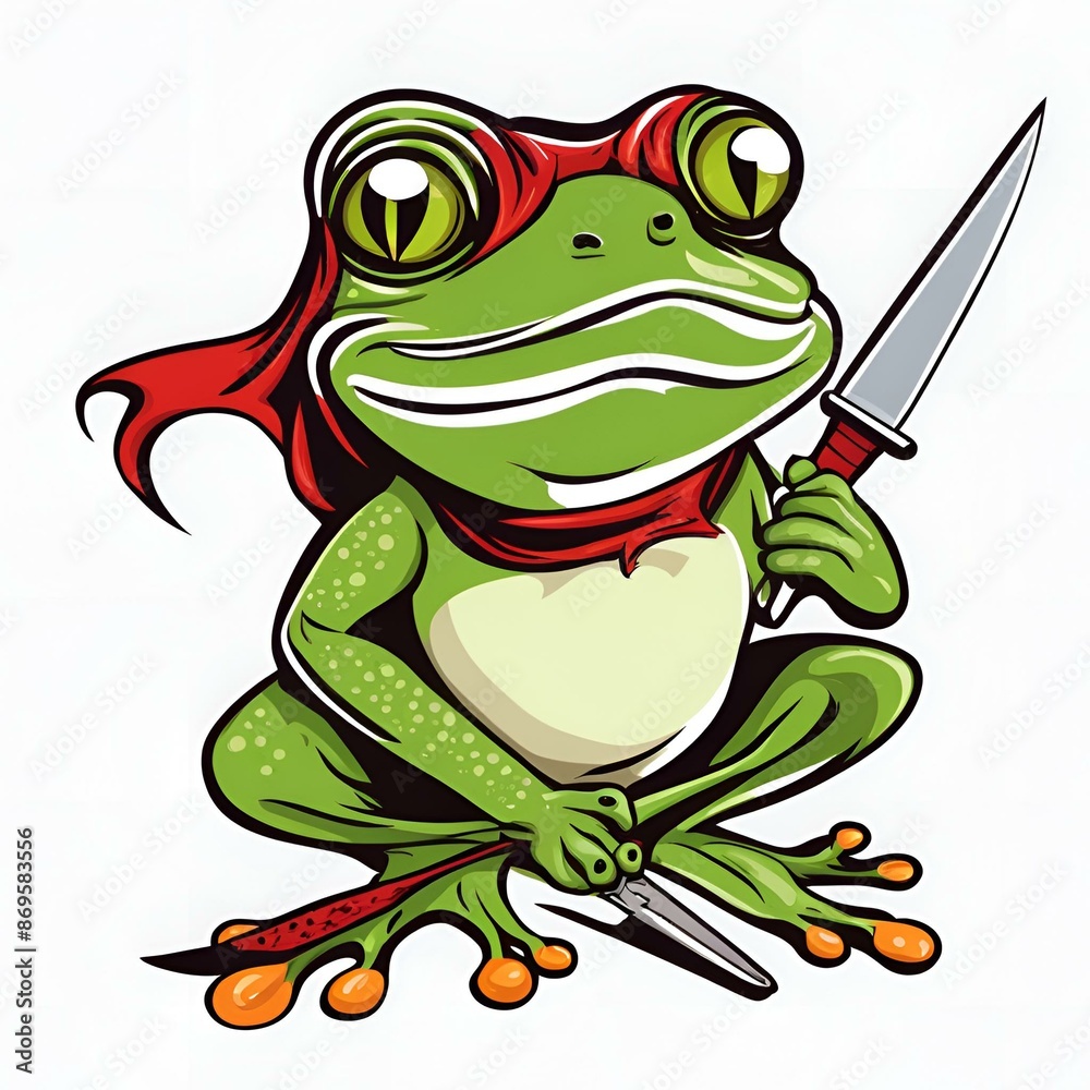 Obraz premium frog with knife, generative ai