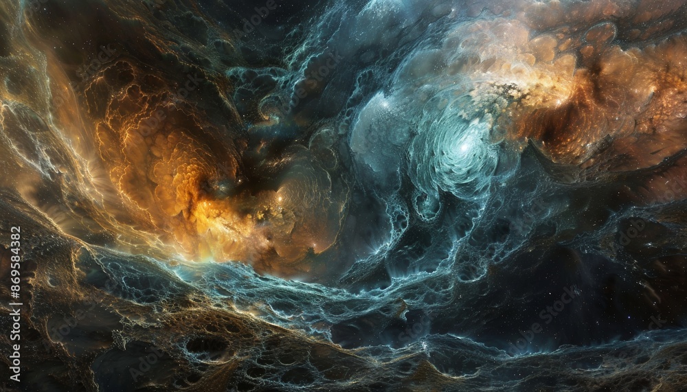 Obraz premium Cosmic Voyage: Celestial Bodies, Vibrant Nebulae, Interstellar Mysteries, Space Exploration, Dynamic Art