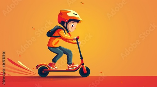 A young child has fun rollerblading on a public road.