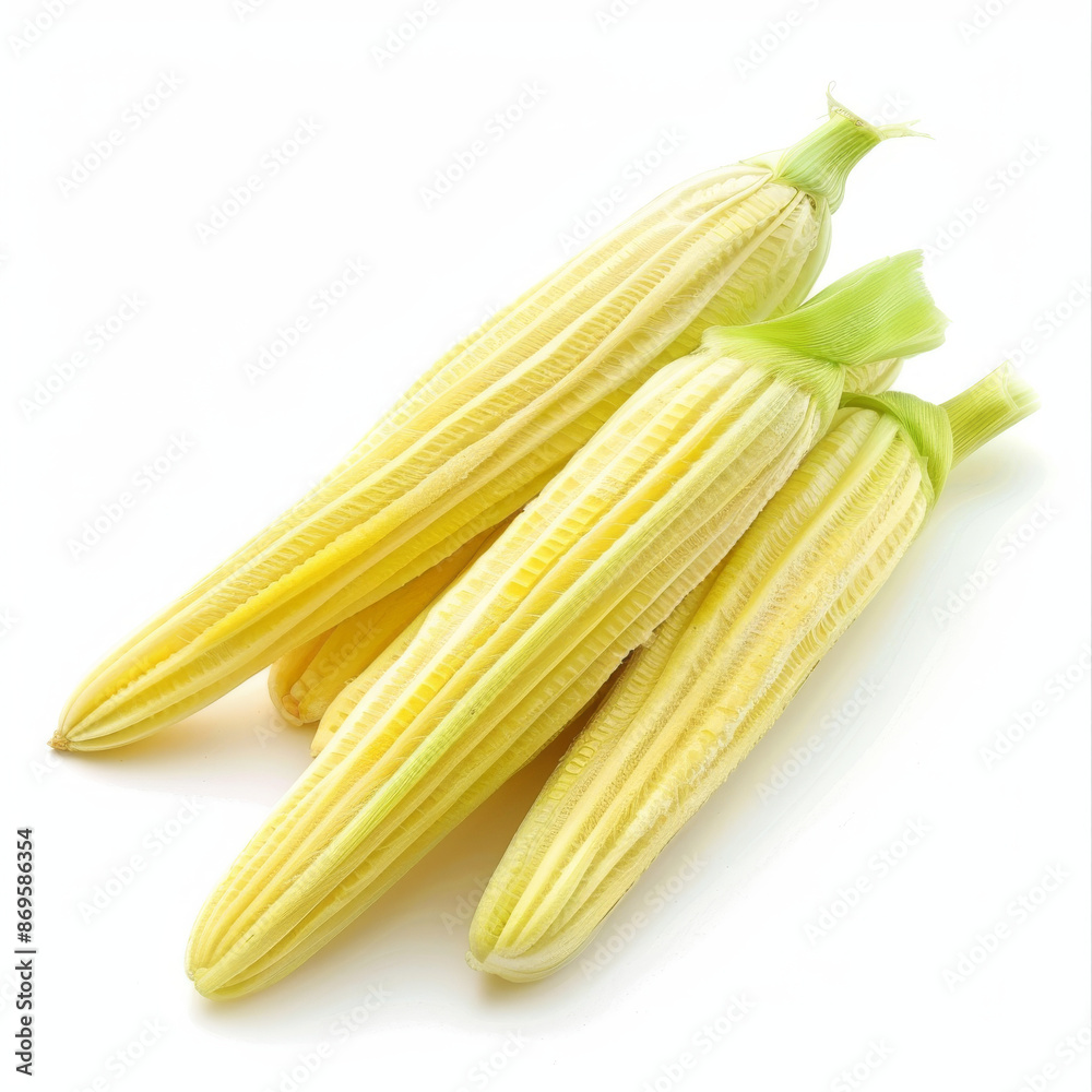 Fresh baby corn, isolated on a white background Fresh baby corn, isolated on a white background