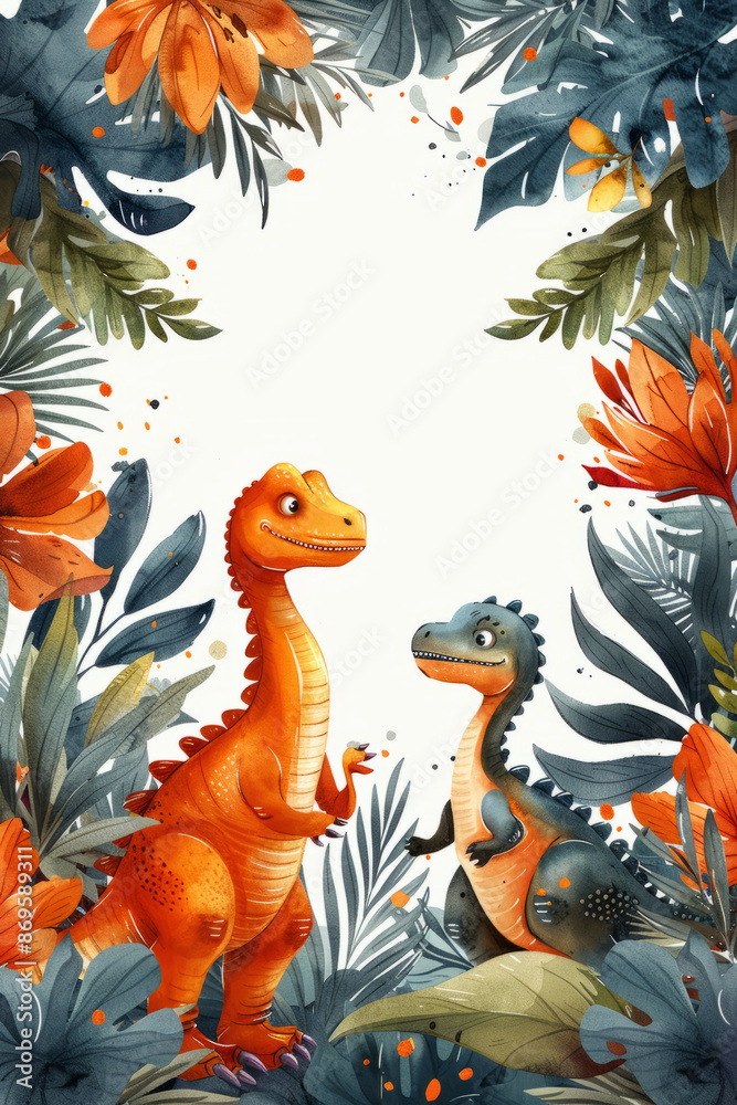 dinosaurs at edges in circle, blank white in the center of the page, white background,generative ai dinosaurs at edges in circle, blank white in the center of the page, white background,generative ai