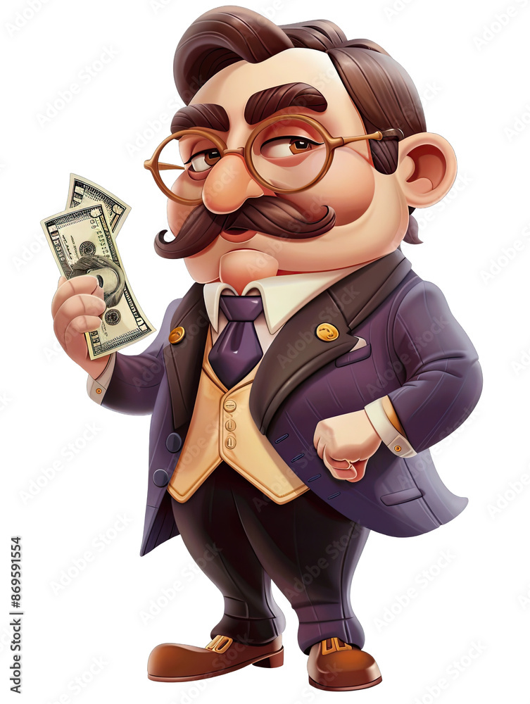 Obraz premium Cartoon of american billionaire