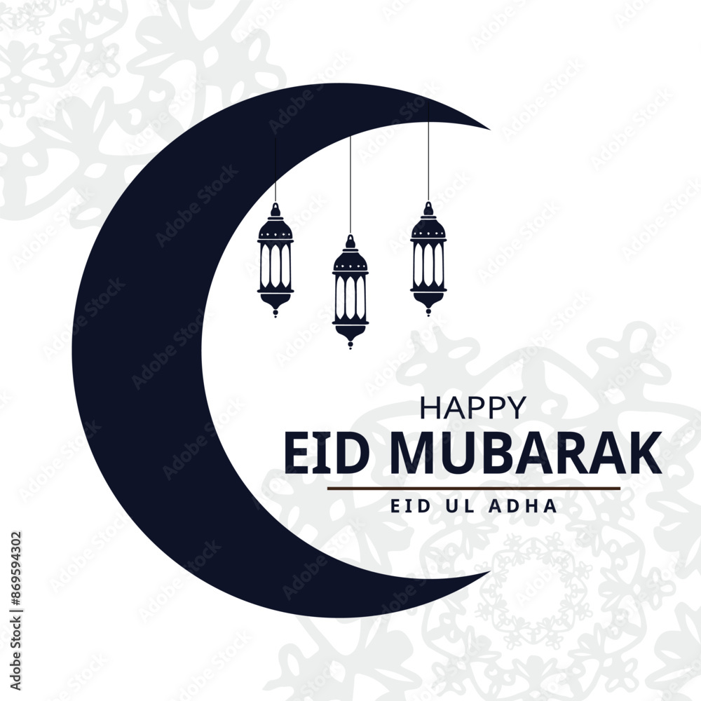 Eid ul Adha Mubarak design and isolated on a white Background with hanging lanterns. Eid ul Adha wallpaper background, poster, banner, cards. Vector EPS 10. Eid ul Adha Mubarak design and isolated on a white Background with hanging lanterns. Eid ul Adha wallpaper background, poster, banner, cards. Vector EPS 10.