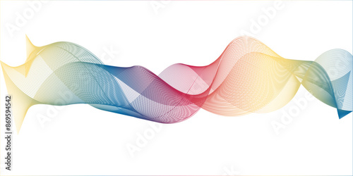 The movement of particles creates wave formations and a gradient pattern of light in this vector illustration depicting modern technology.