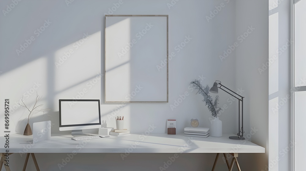 Minimalist and Functional Teen Workspace with Clean 3D Rendered Design Minimalist and Functional Teen Workspace with Clean 3D Rendered Design