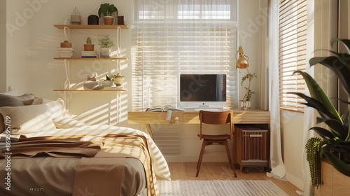 Minimalist and Functional Teen Bedroom with a Focus on Simplicity and Comfort