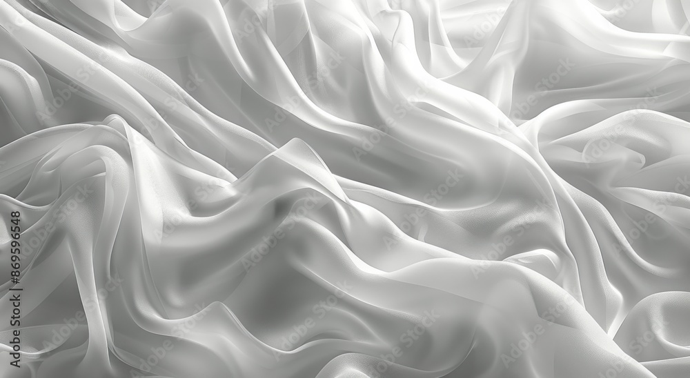 White Sheer Fabric Draped and Folded in Soft Waves White Sheer Fabric Draped and Folded in Soft Waves
