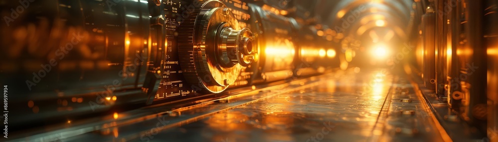 High security bank vault door illuminated in golden light High security bank vault door illuminated in golden light